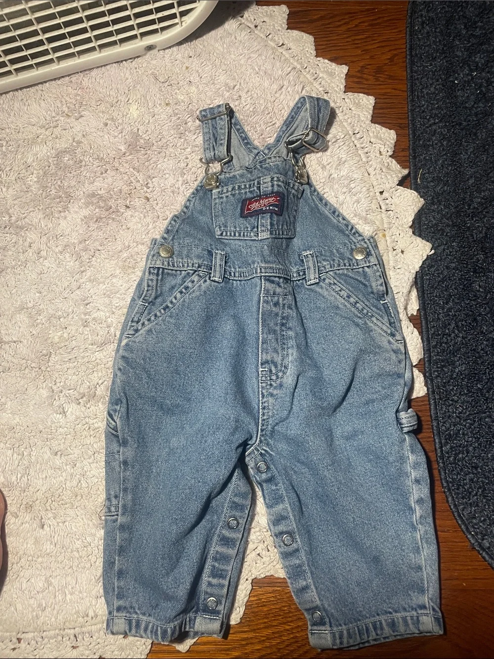 Old Navy Baby Light Blue Denim Overalls with Brass Hardware